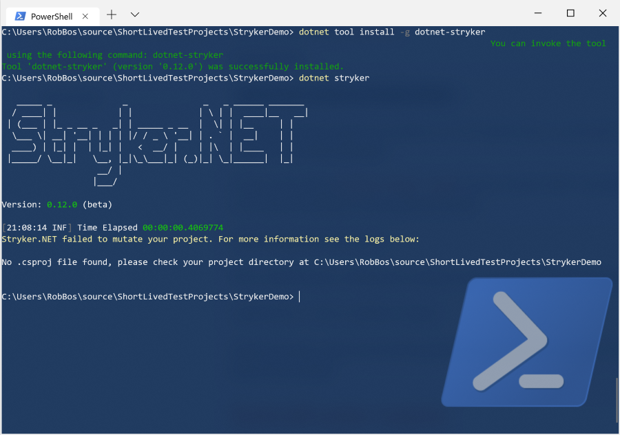 Commands to install and run Stryker
