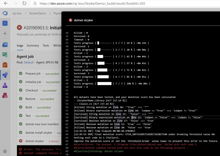 Fail the Azure DevOps build