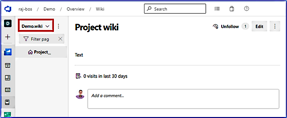 New wiki created with wiki name highlighted