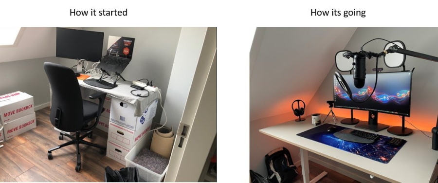 Photo of my office setup before and after the investments