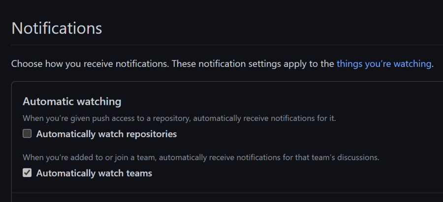 Notification settings - Automatic watching