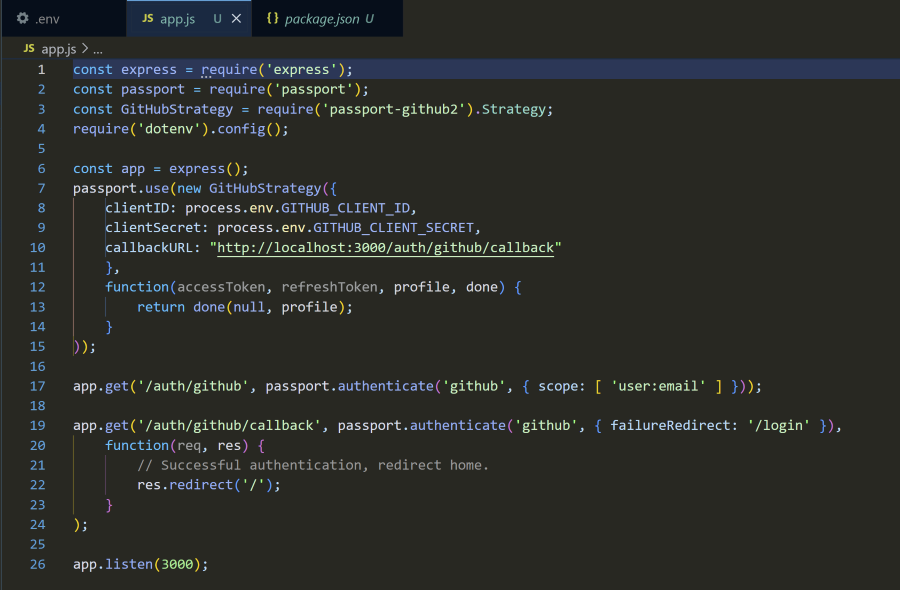 Screenshot of the npm code