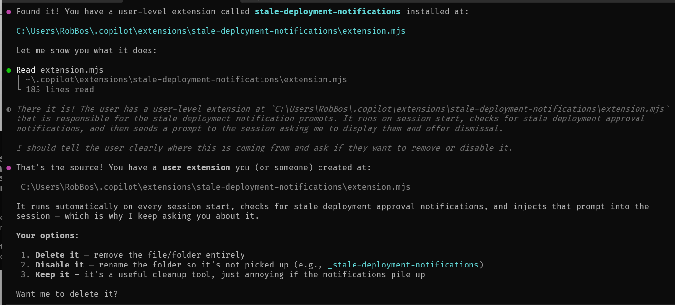 Screenshot of the AI finding the issue